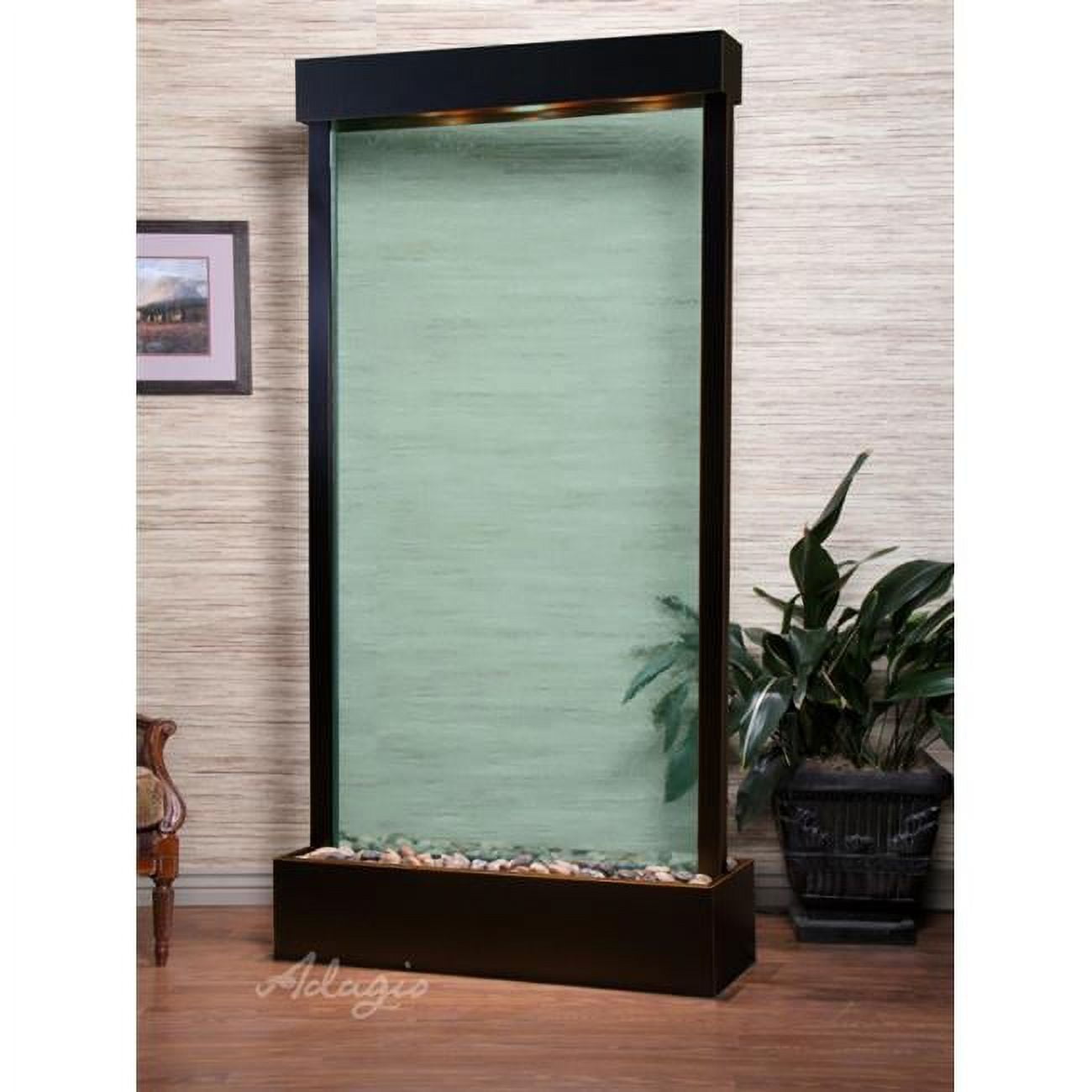 TRC1552 Tranquil River Center Mount Free Standing Fountain - Blackened Copper-Green-Glass