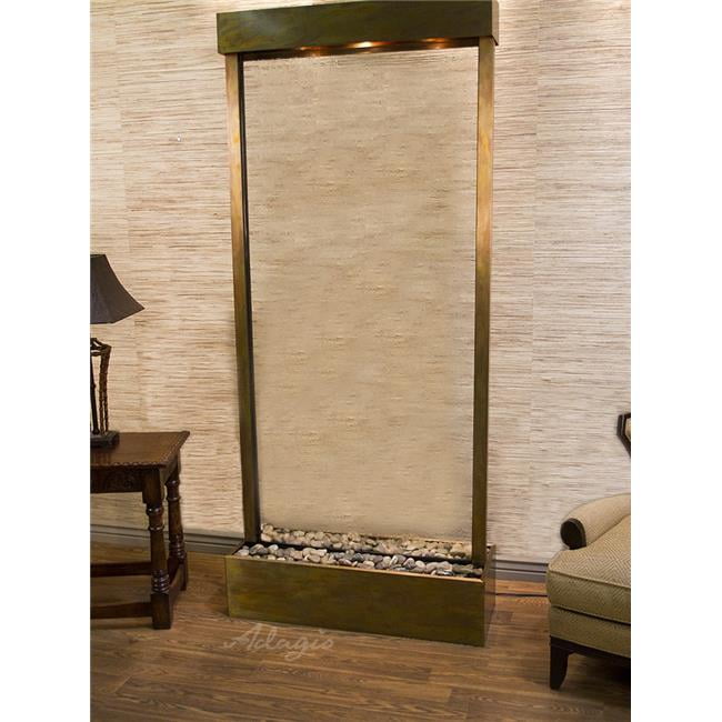 Tranquil River Center Mount Free Standing Fountain - Rustic Copper-Clear-Glass