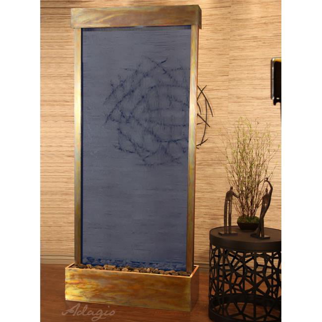 Tranquil River Center Mount Free Standing Fountain - Rustic Copper-Blue-Glass