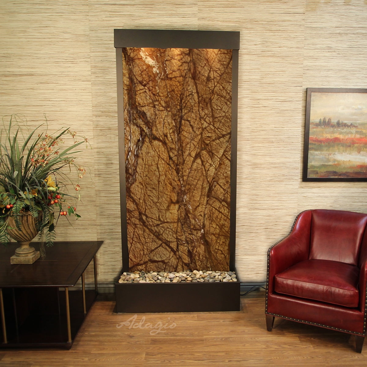 Tranquil River Flush Mount Free Standing Fountain - Antique Bronze-Brown-Marble