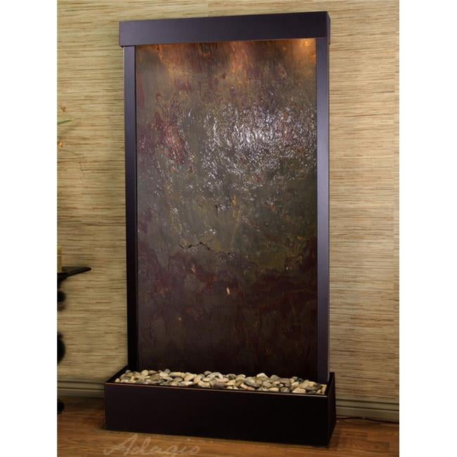 TRF1514 Tranquil River Flush Mount Free Standing Fountain - Blackened Copper-Multi-Color-Featherstone