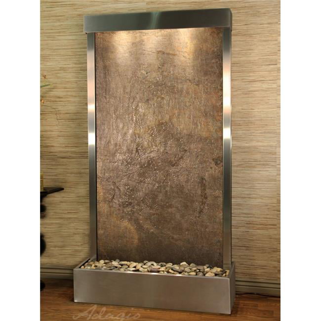 Tranquil River Flush Mount Free Standing Fountain - Stainless Steel-Green-Featherstone