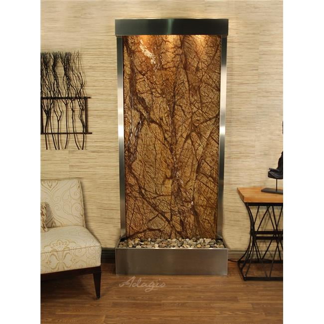 Tranquil River Flush Mount Free Standing Fountain - Stainless Steel-Brown-Marble