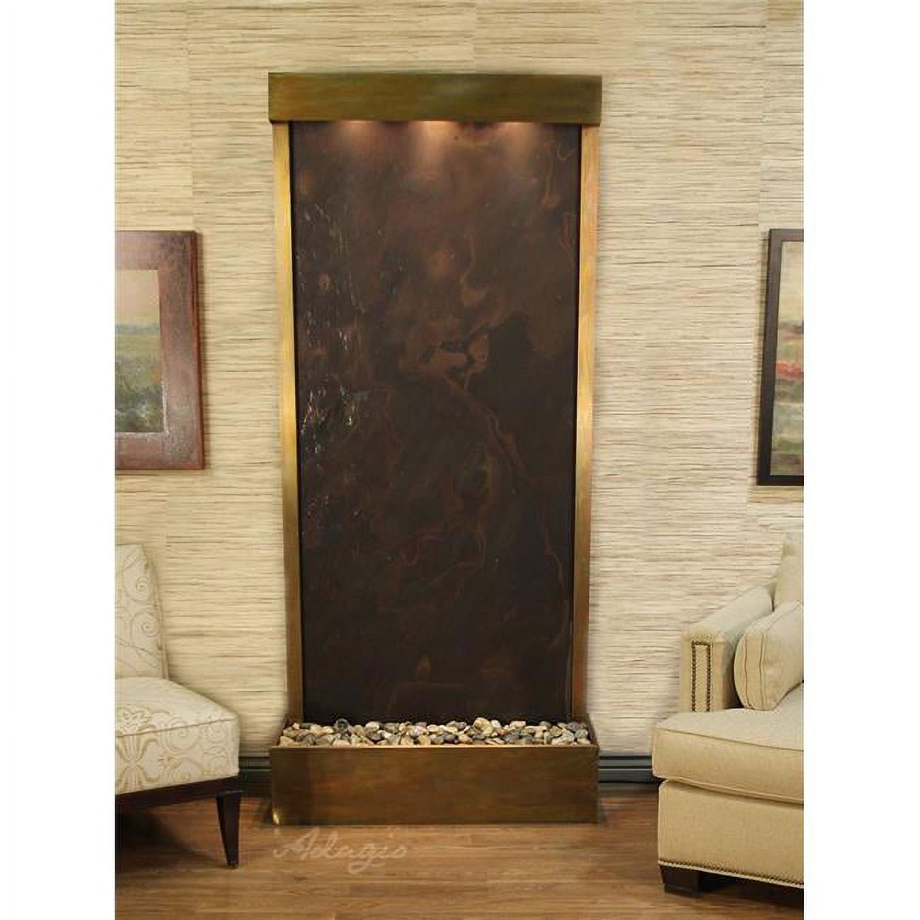TRF1014 Tranquil River Flush Mount Free Standing Fountain - Rustic Copper-Multi-Color-Featherstone
