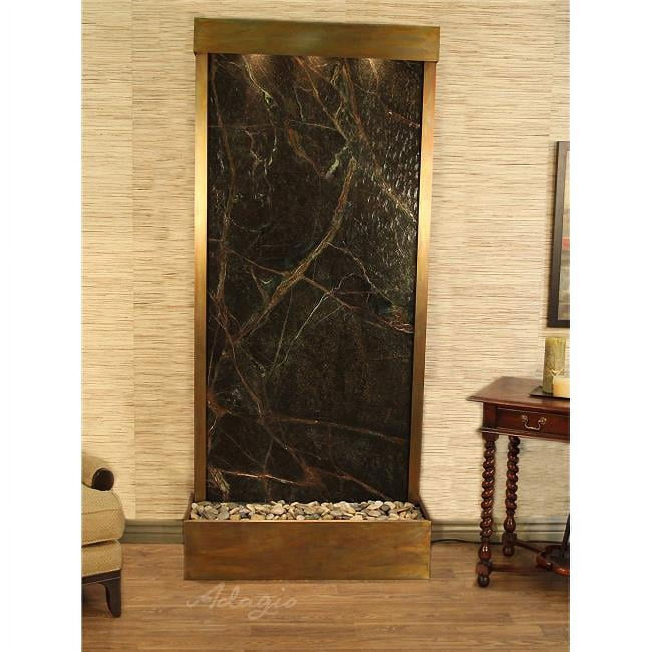 Tranquil River Flush Mount Free Standing Fountain - Rustic Copper-Green-Marble