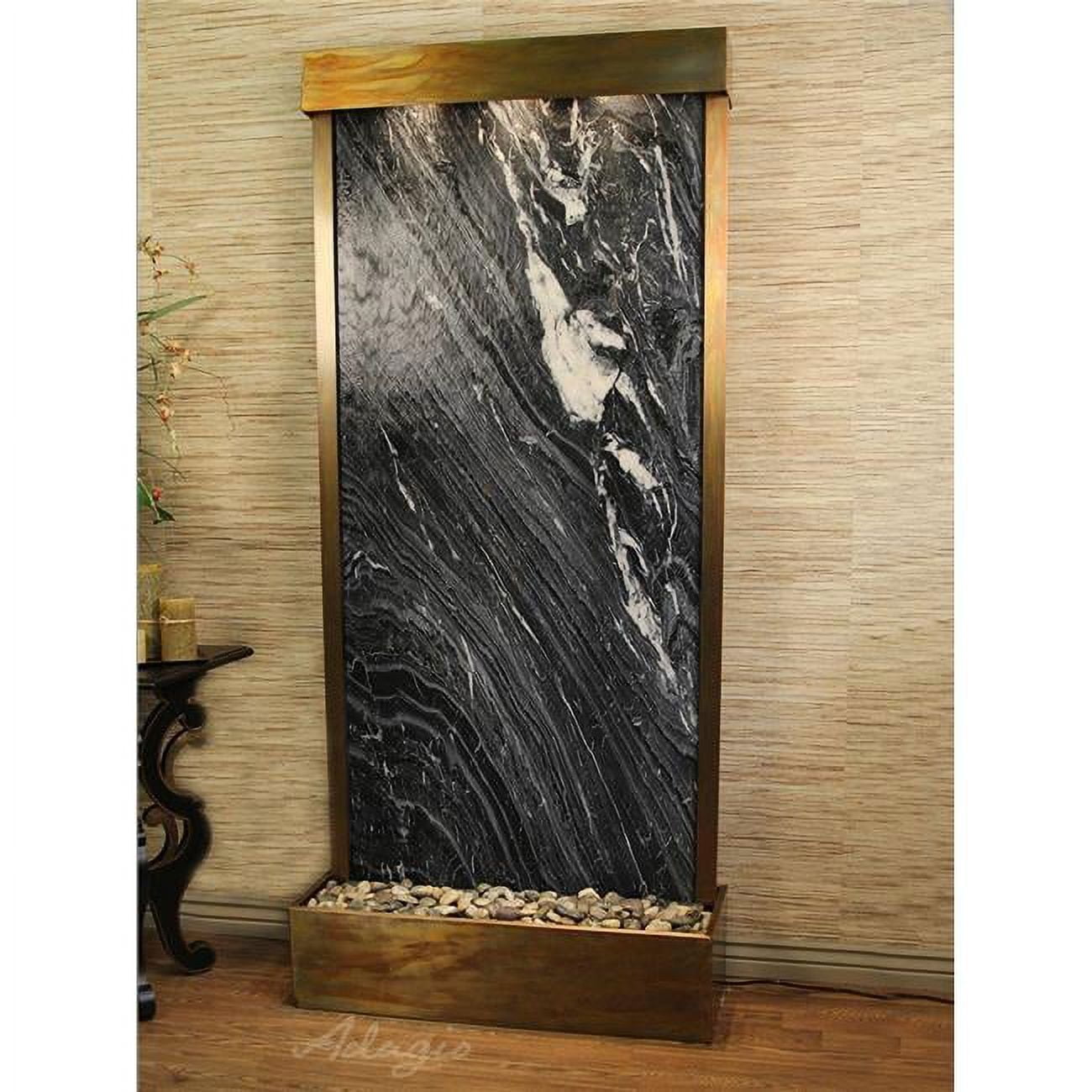 Tranquil River Flush Mount Free Standing Fountain - Rustic Copper-Black-Marble