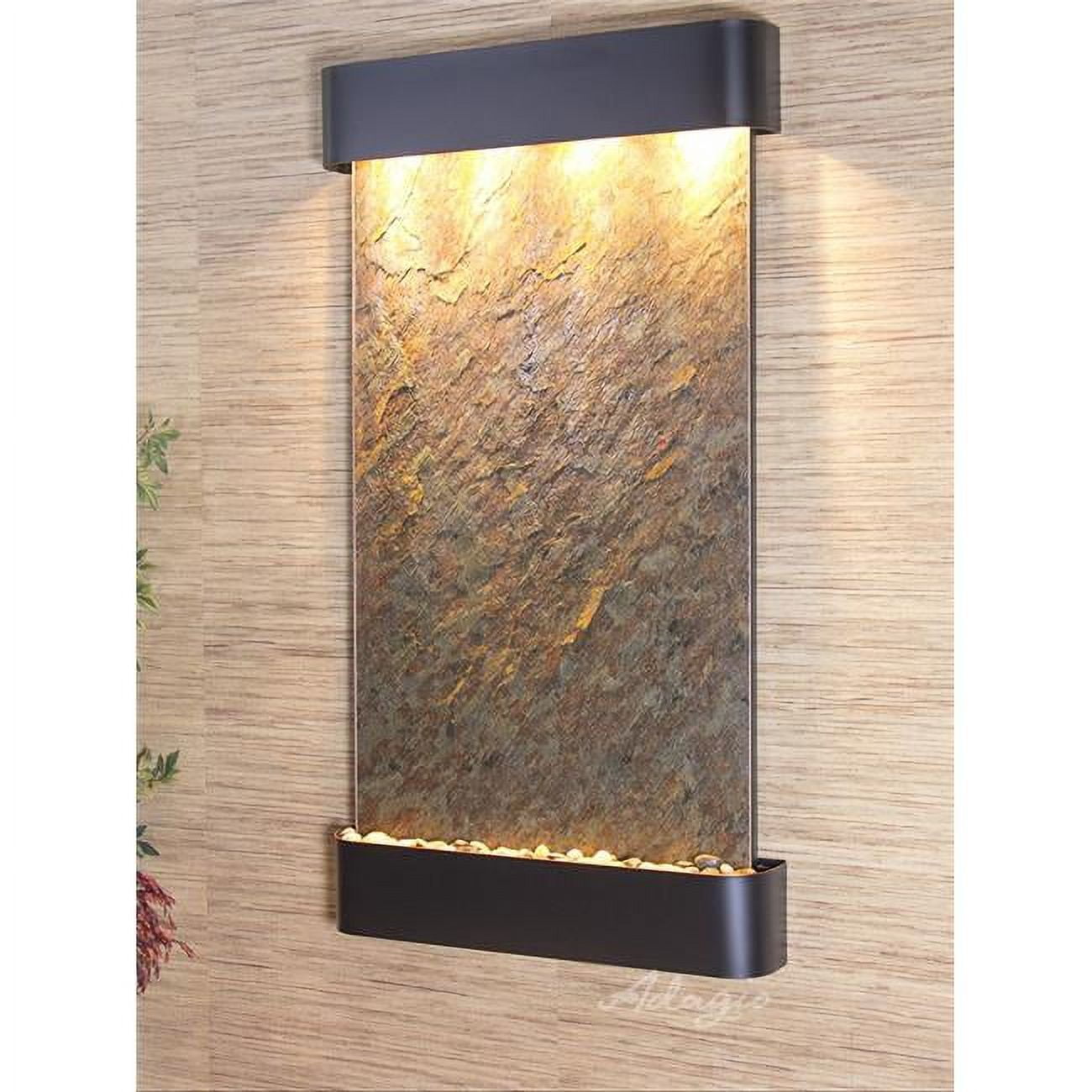 Summit Falls Round Wall Fountain - Blackened Copper-Green-Featherstone