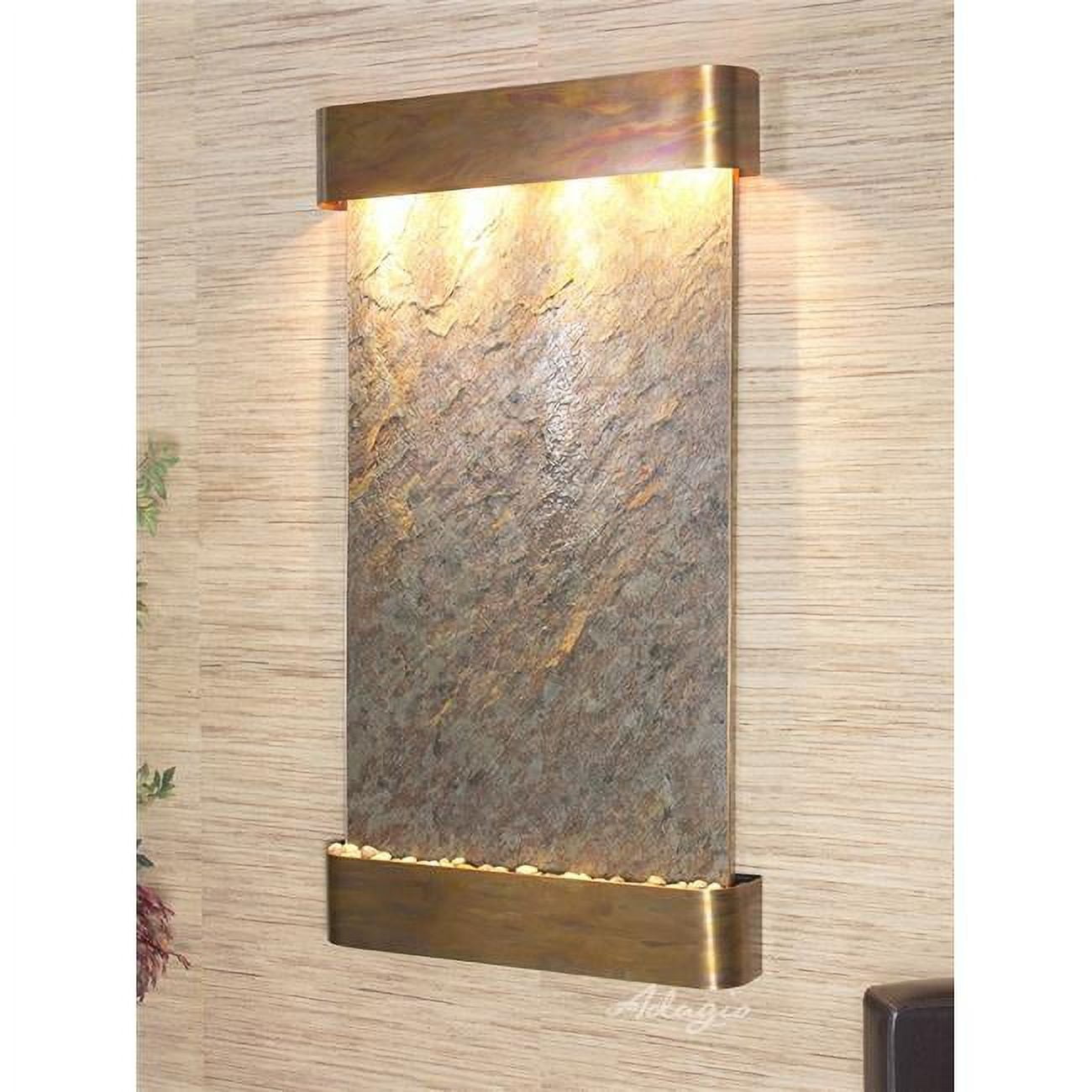Summit Falls Round Wall Fountain - Rustic Copper-Green-Featherstone