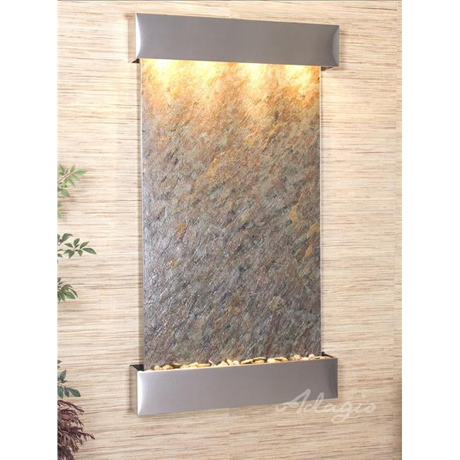 Summit Falls Square Wall Fountain - Stainless Steel-Green-Featherstone