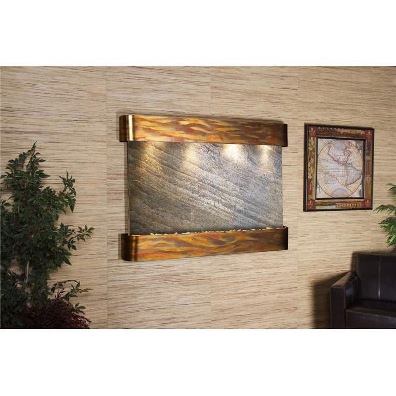 Teton Falls Round Wall Fountain - Rustic Copper-Green-Featherstone