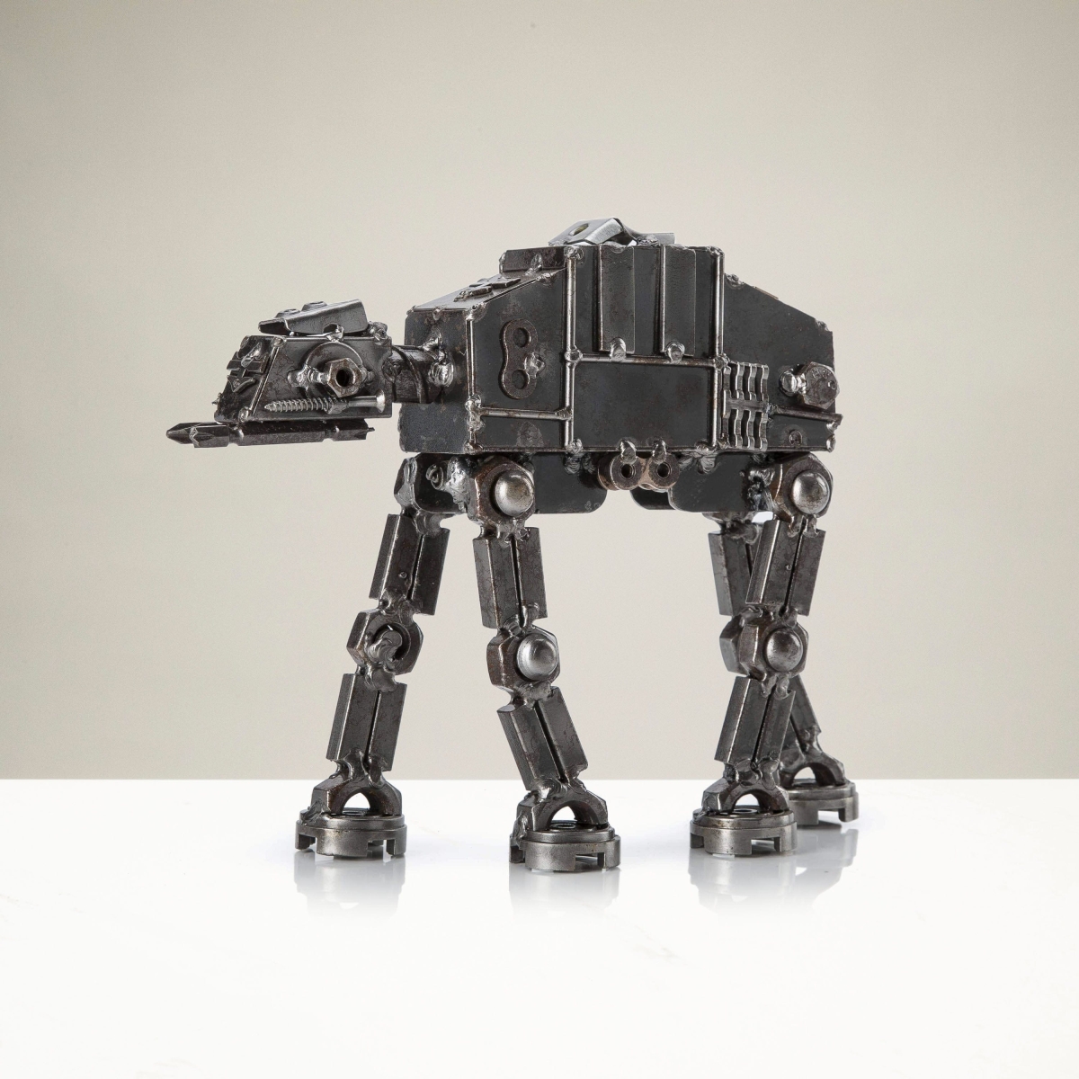 7 in. AT-AT Inspired Recycled Metal Sculpture