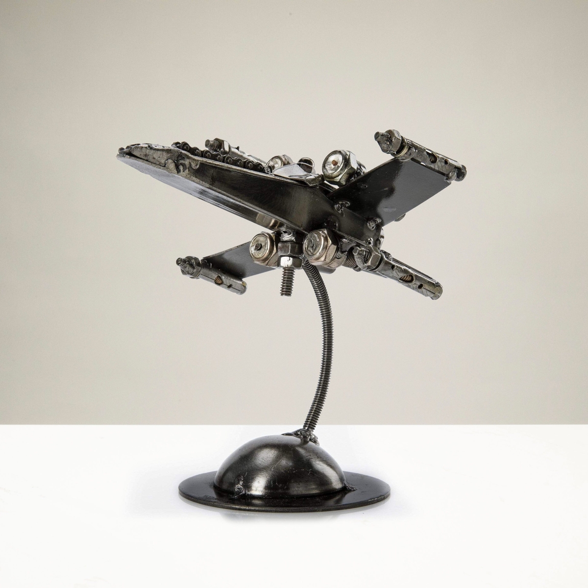7 in. X-Wing Inspired Recycled Metal Sculpture