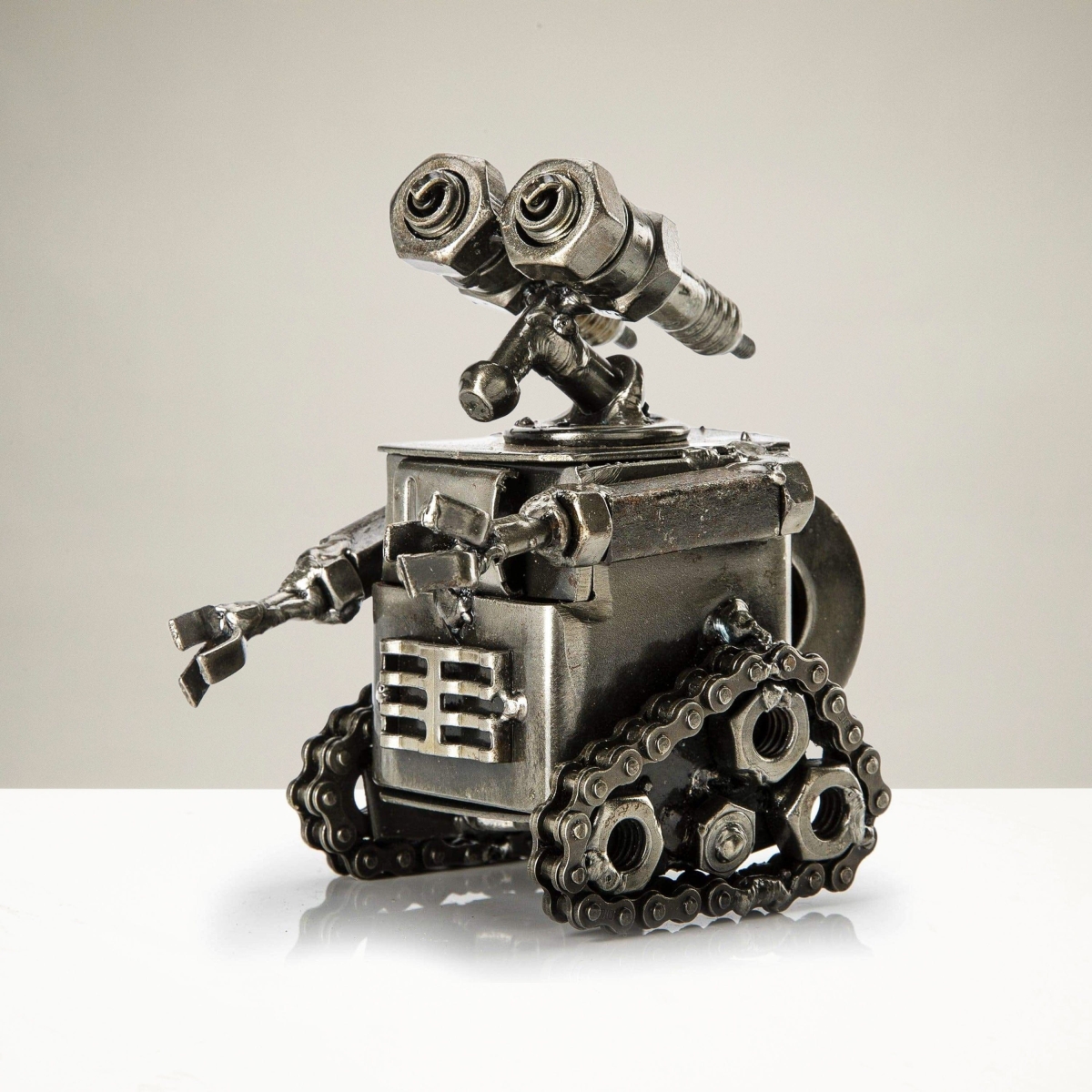 4 in. Wall-E Inspired Recycled Metal Sculpture