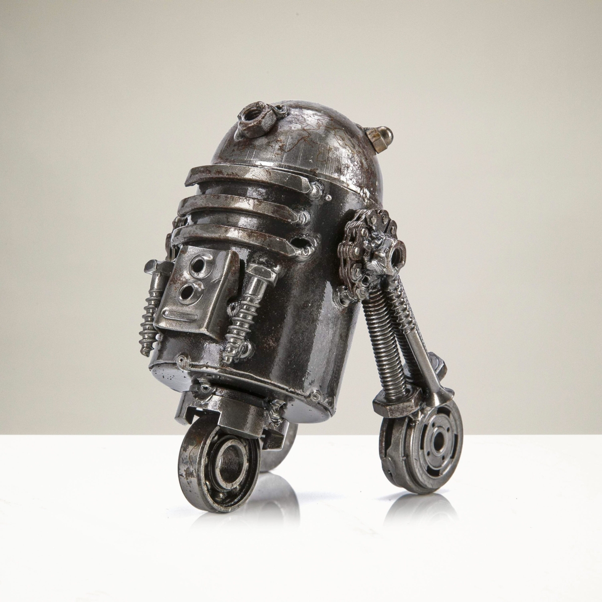 5.5 in. R2D2 Inspired Recycled Metal Sculpture