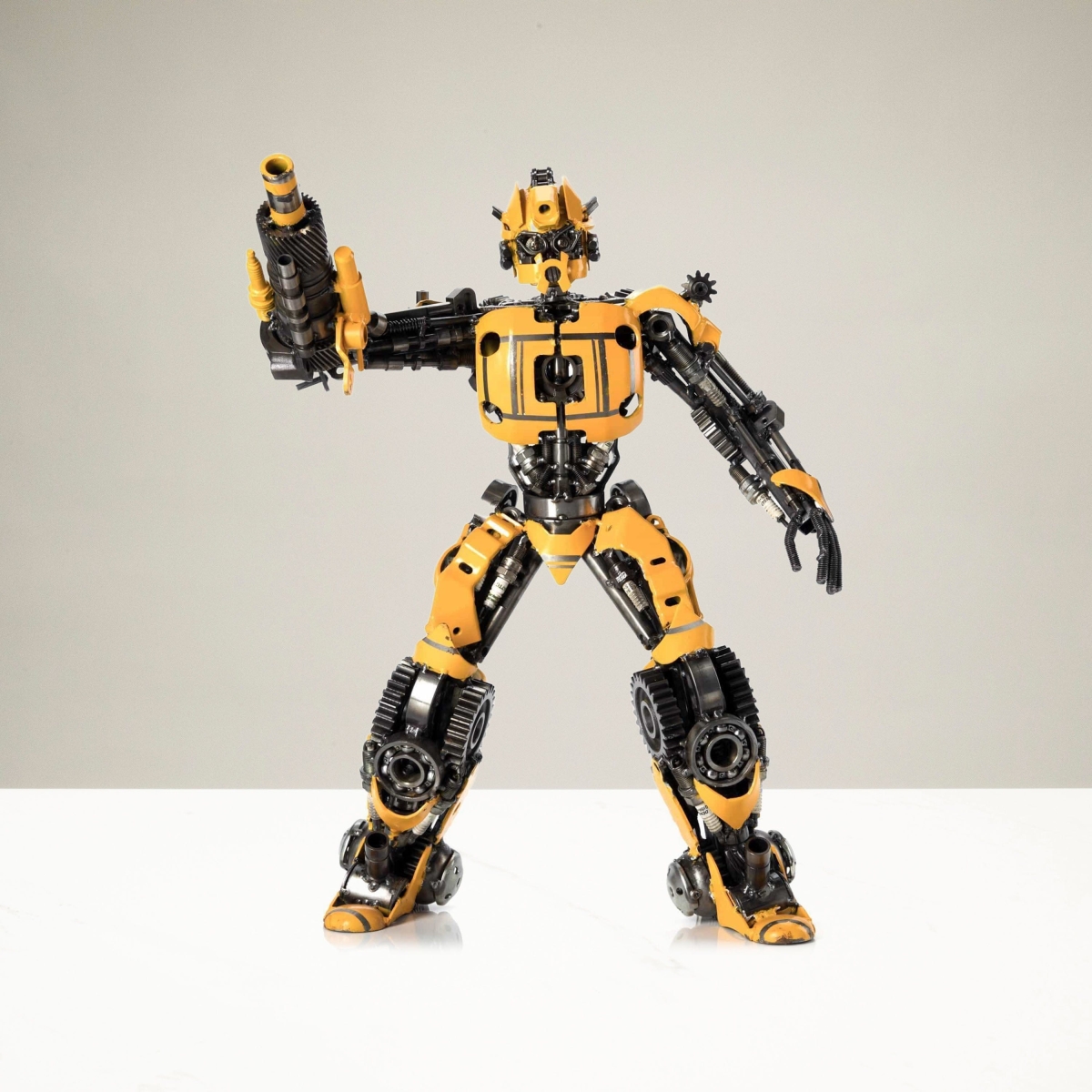 22 in. Bumblebee Inspired Recycled Metal Sculpture