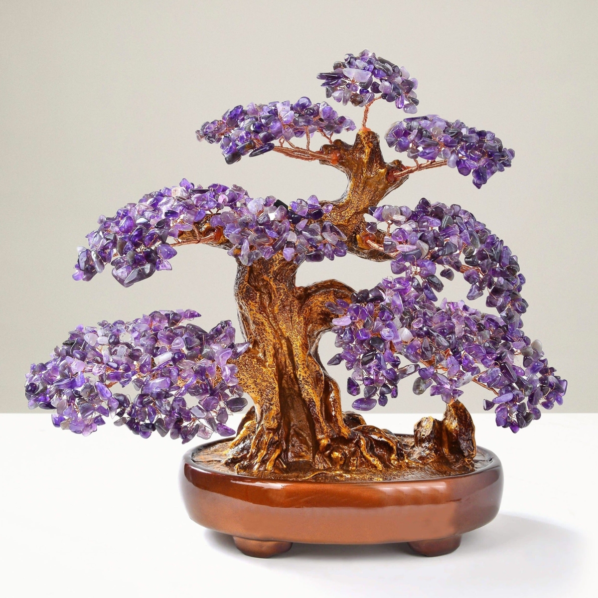 13 in. Amethyst Bonsai Tree of Life with 1251 Natural Gemstones