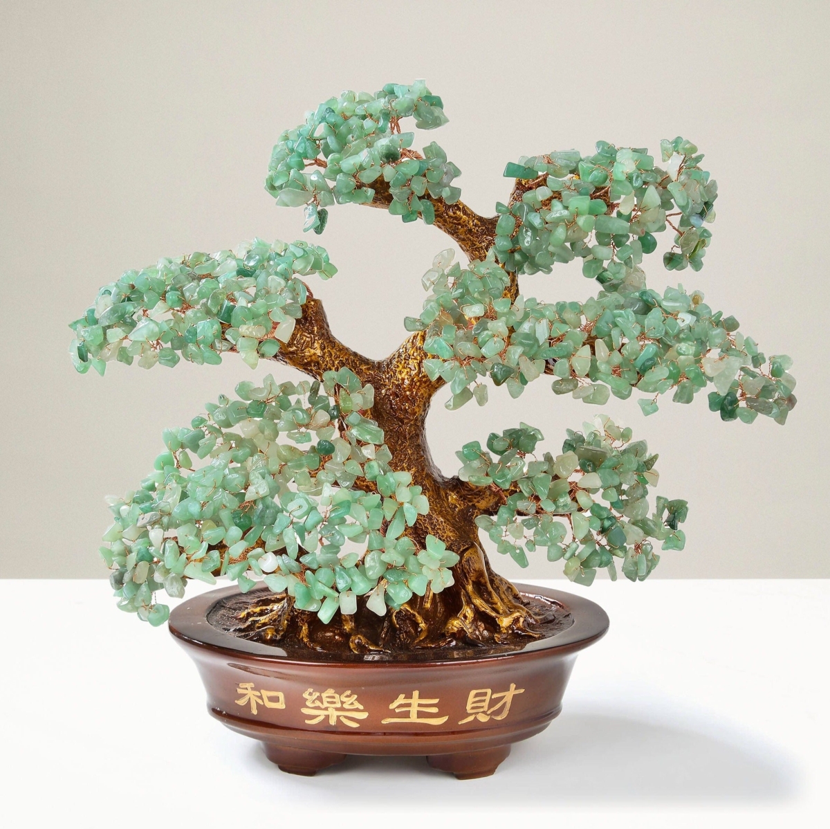 K9151-AV 13 in. Aventurine Bonsai Tree of Life with 1251 Natural Gemstones