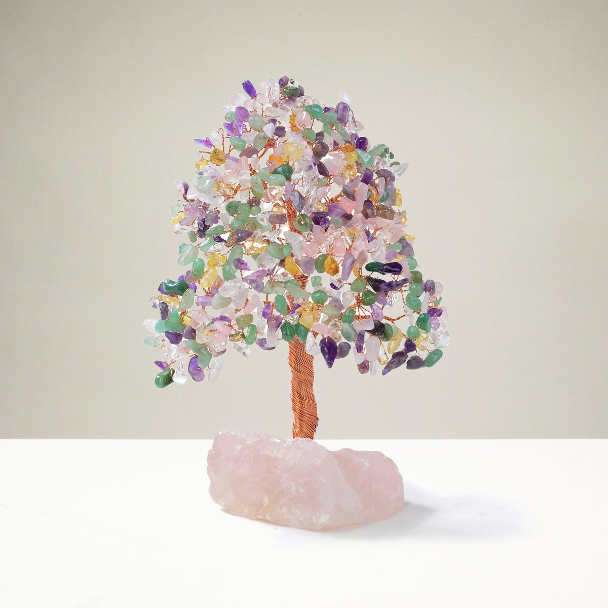Picture of Kalifano K965R-MT Bonsai Tree of Life on Rose Quartz Base with 414 Crystals
