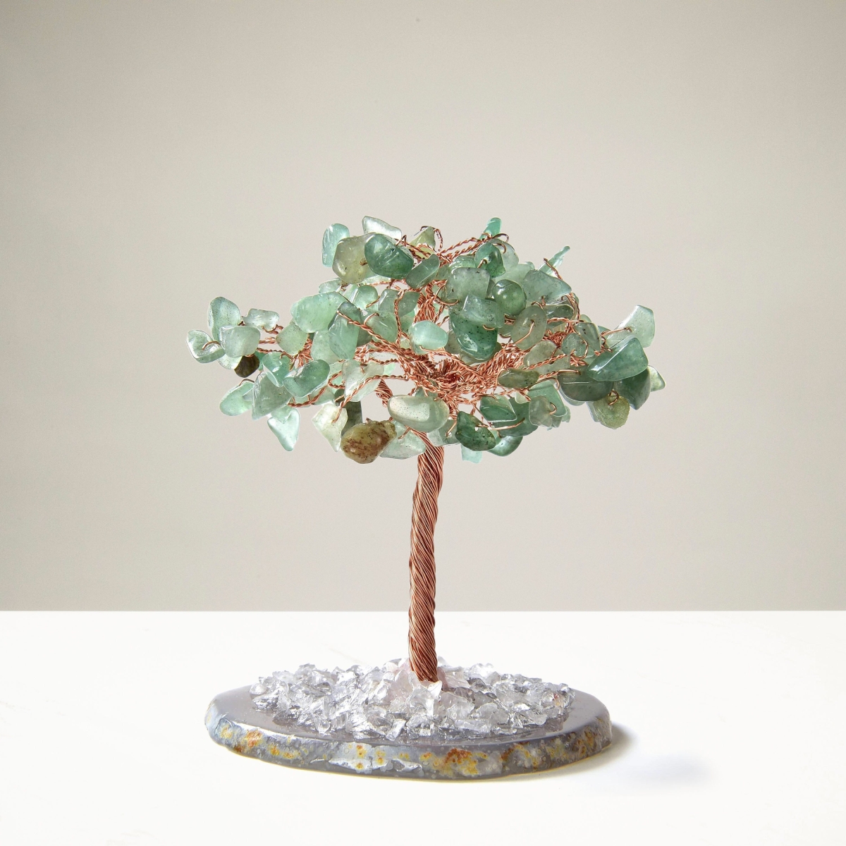 3.5 in. Aventurine Natural Gemstone Tree of Life with Agate Base