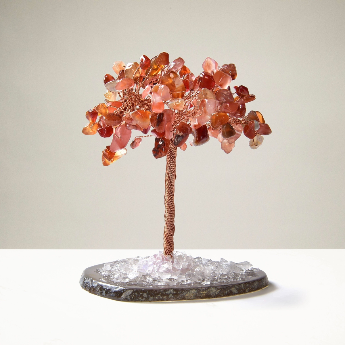 3.5 in. Carnelian Natural Gemstone Tree of Life with Agate Base