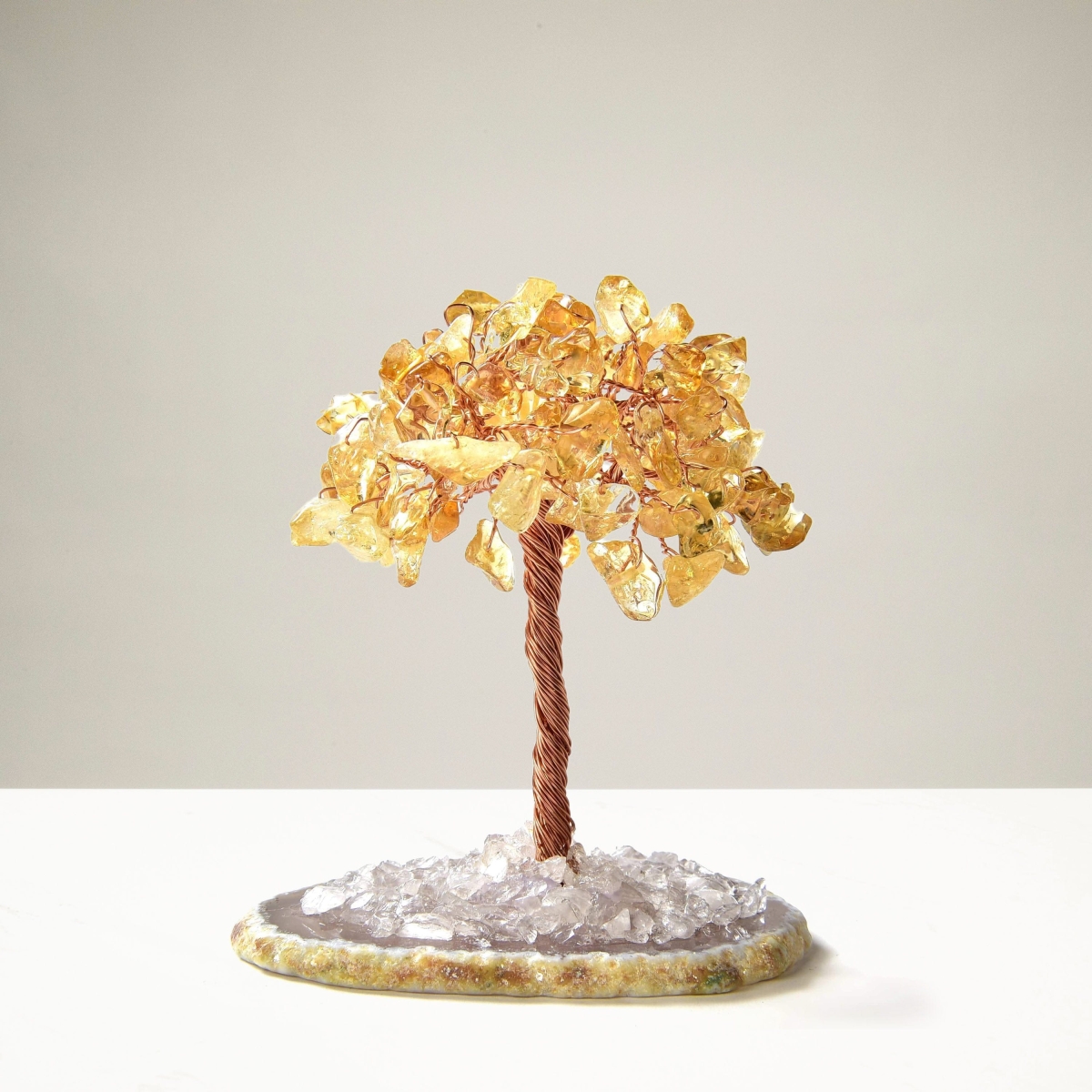 3.5 in. Citrine Natural Gemstone Tree of Life with Agate Base