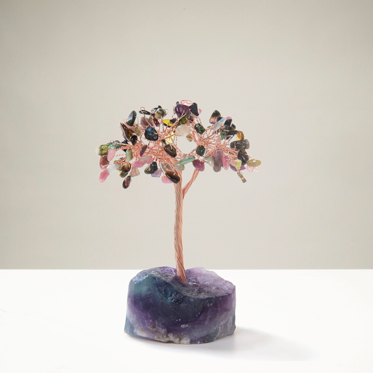 Tourmaline Natural Gemstone Tree of Life with Fluorite Base