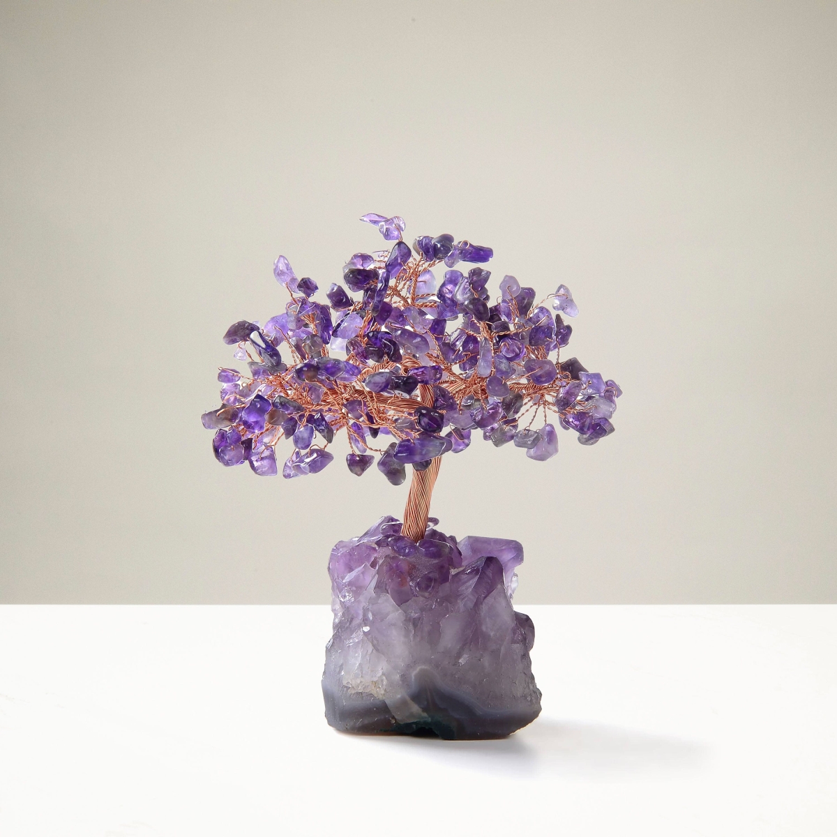 5 in. Amethyst Natural Gemstone Tree of Life with Amethyst Geode Base