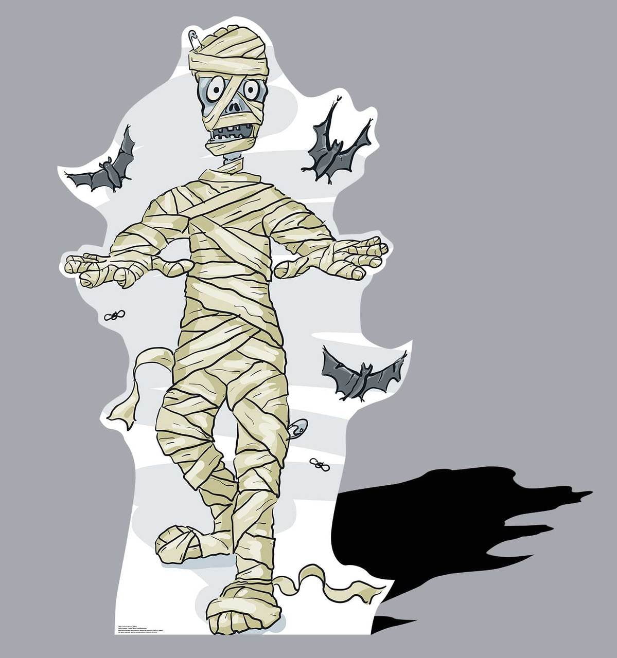 Cartoon Mummy & Bats Cardboard Standup 72 x 41 in.