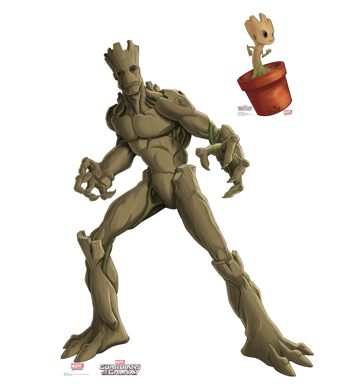 Picture of Advanced Graphics 2062 62 x 46 in. & 20 x 11 in. Groot & Little Groot - Animated Guardians of the Galaxy Cardboard Standup