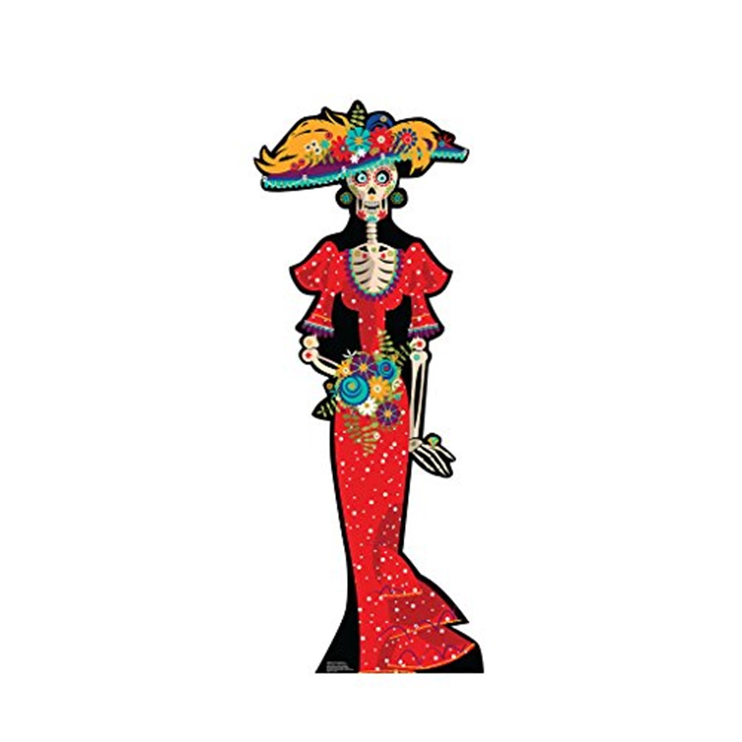 67 x 27 in. Day of The Dead Woman Cardboard Standup
