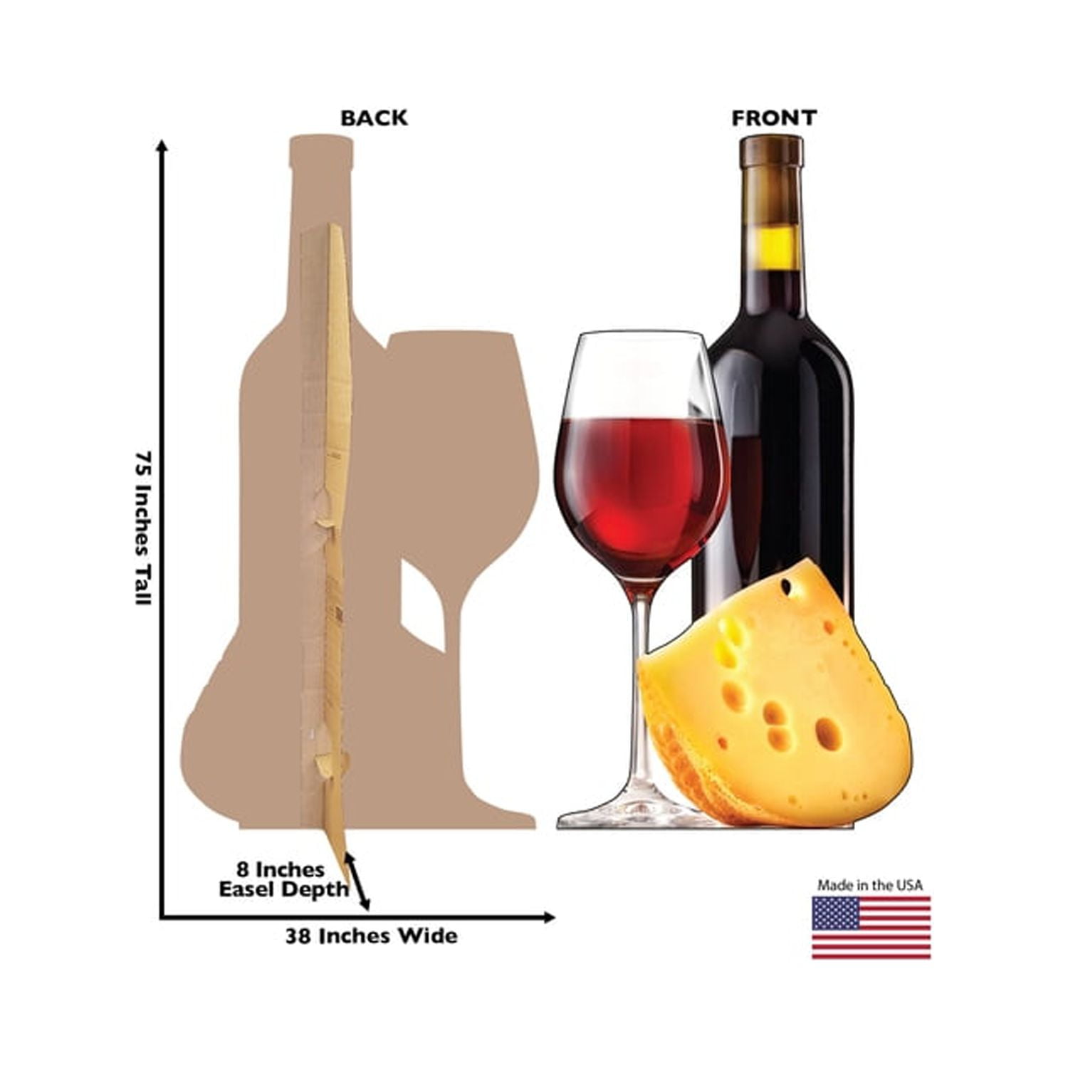 75 x 38 in. Cheese and Wine Cardboard Cutout