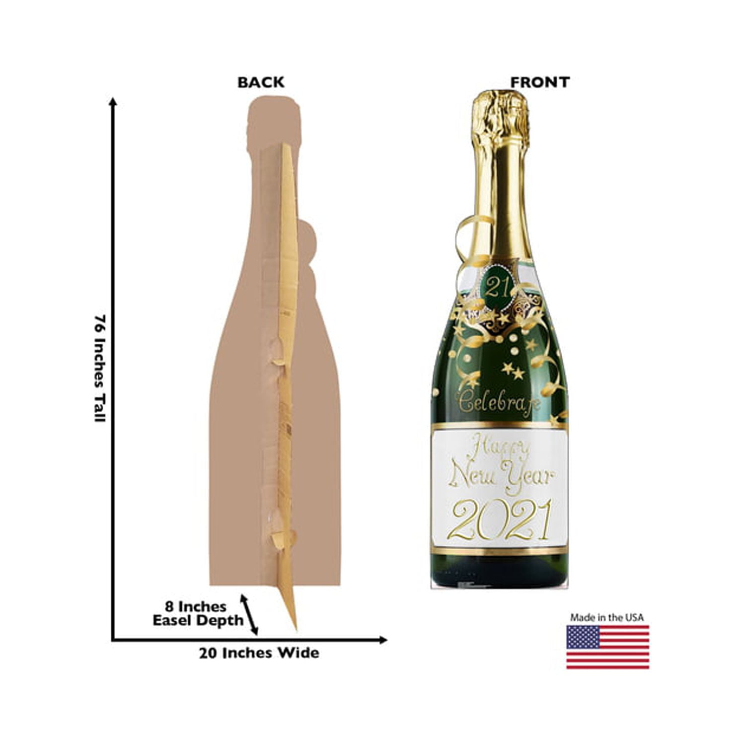76 x 20 in. New Years Champagne Bottle Cardboard Cutout