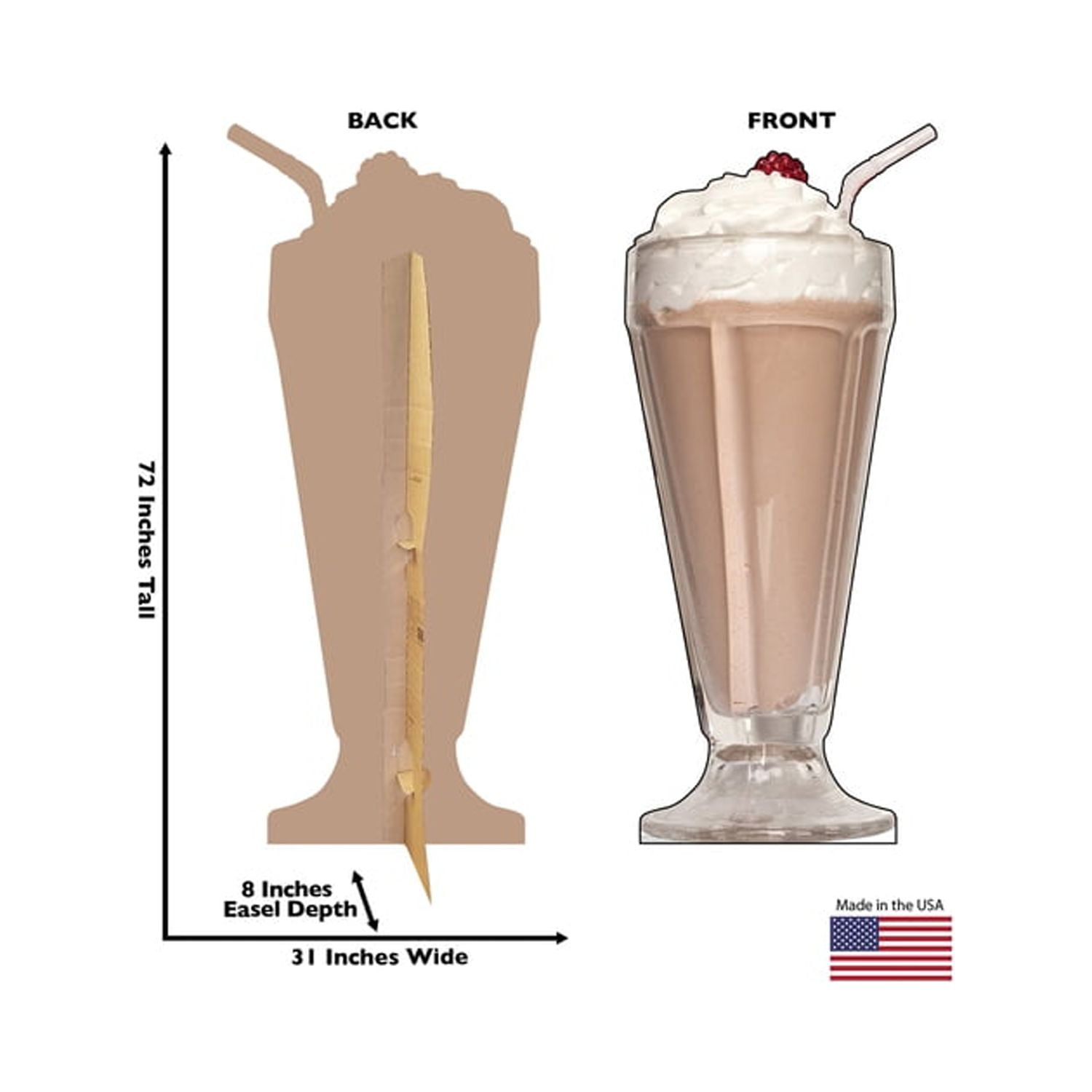 72 x 31 in. Chocolate Milk Shake Cardboard Cutout Standup