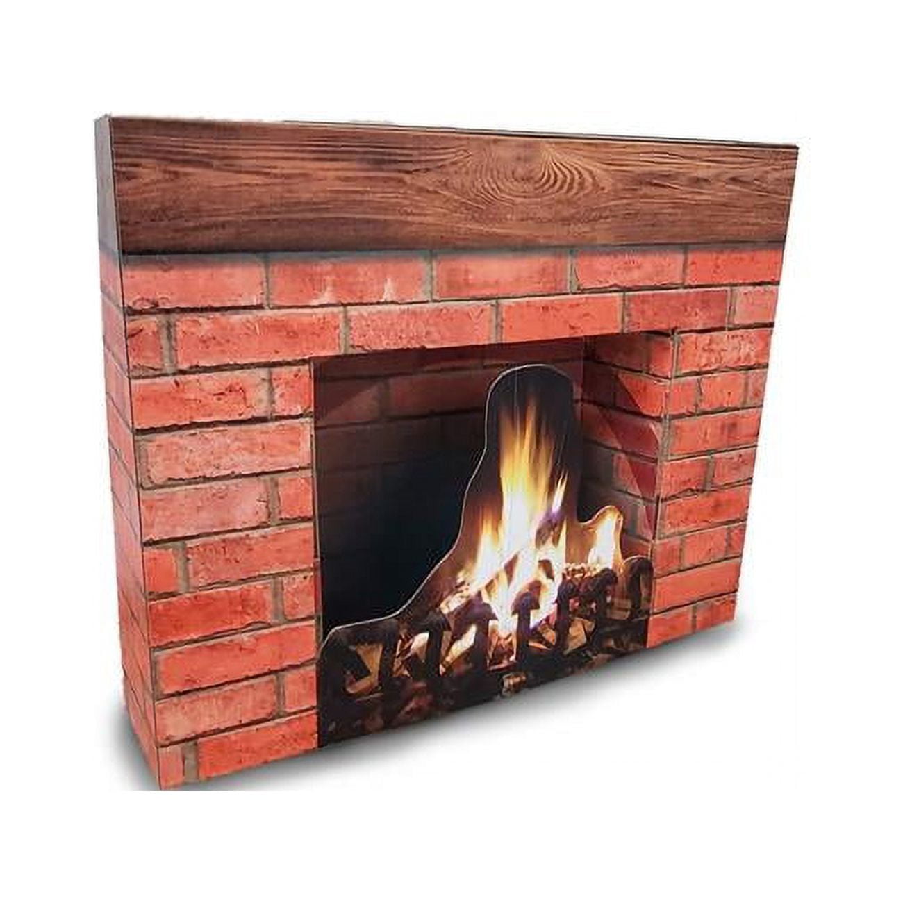 37.5 x 32.5 x 8 in. Holiday Fireplace 3D Cardboard Cutout
