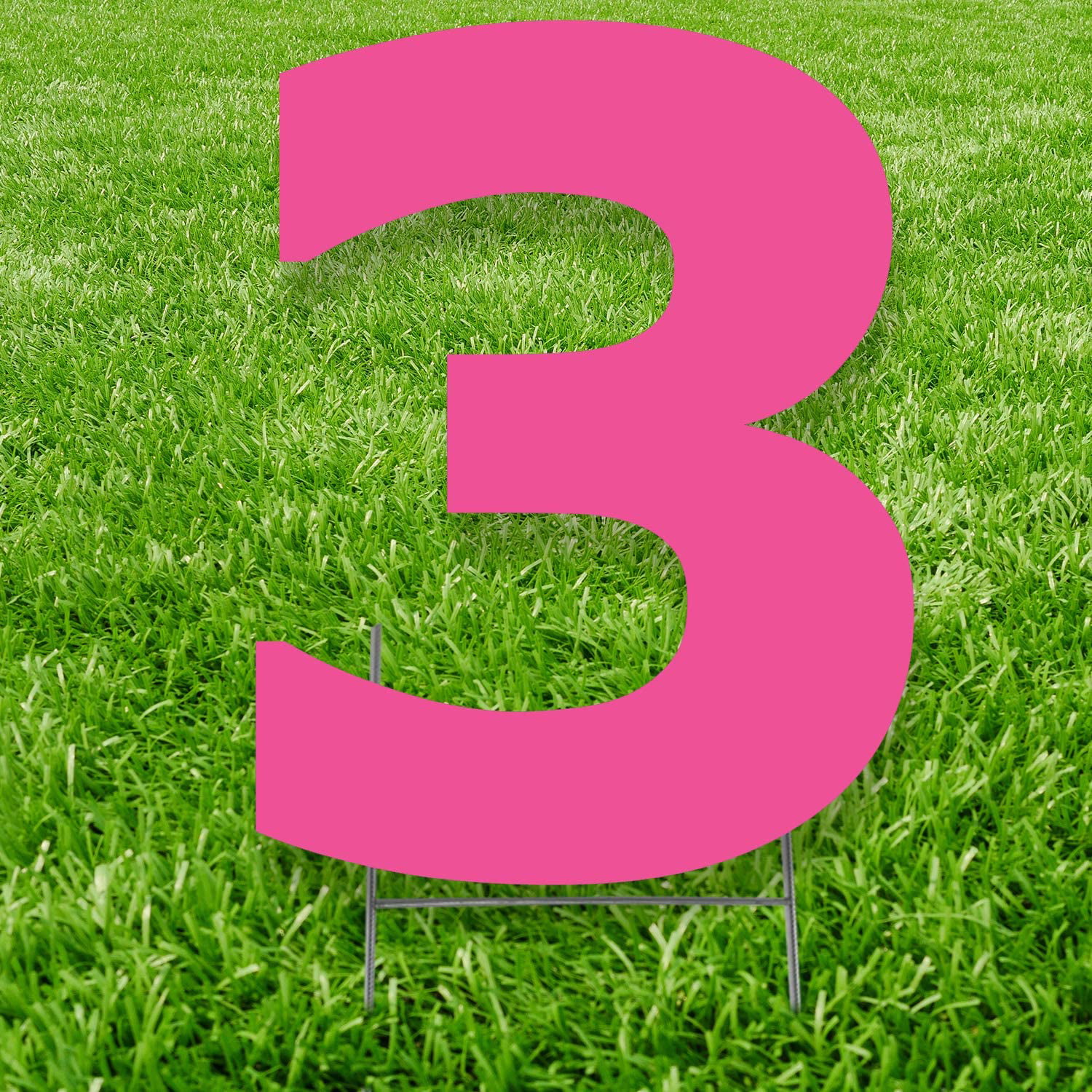 20 x 15 in. Number 3 Yard Sign, Pink