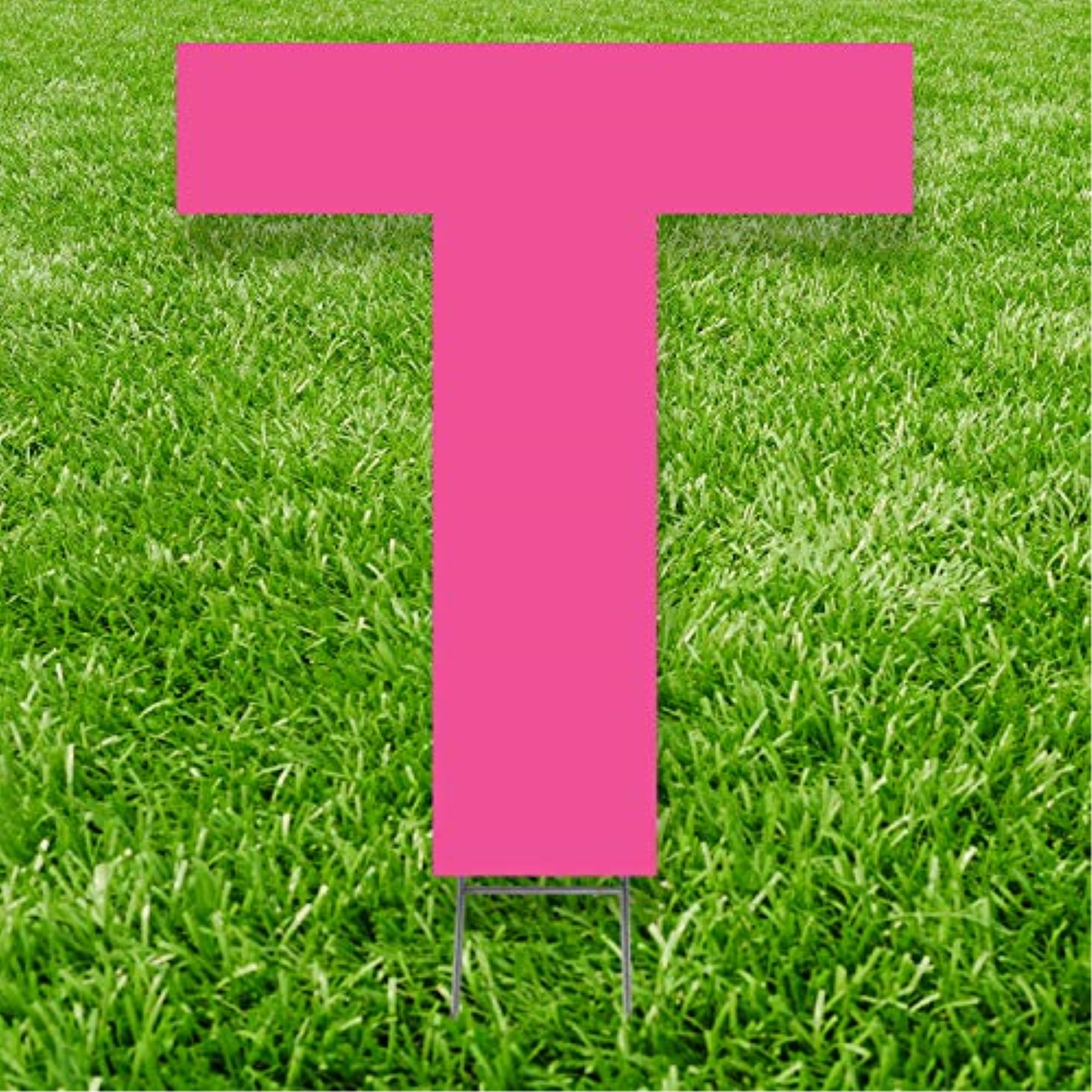 20 x 15 in. Letter T Yard Sign, Pink