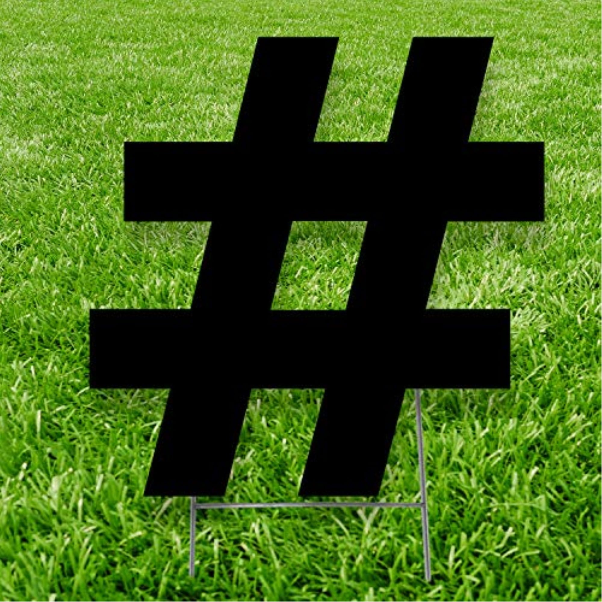 20 x 15 in. Hash Symbol Outdoor Yard Sign, Black