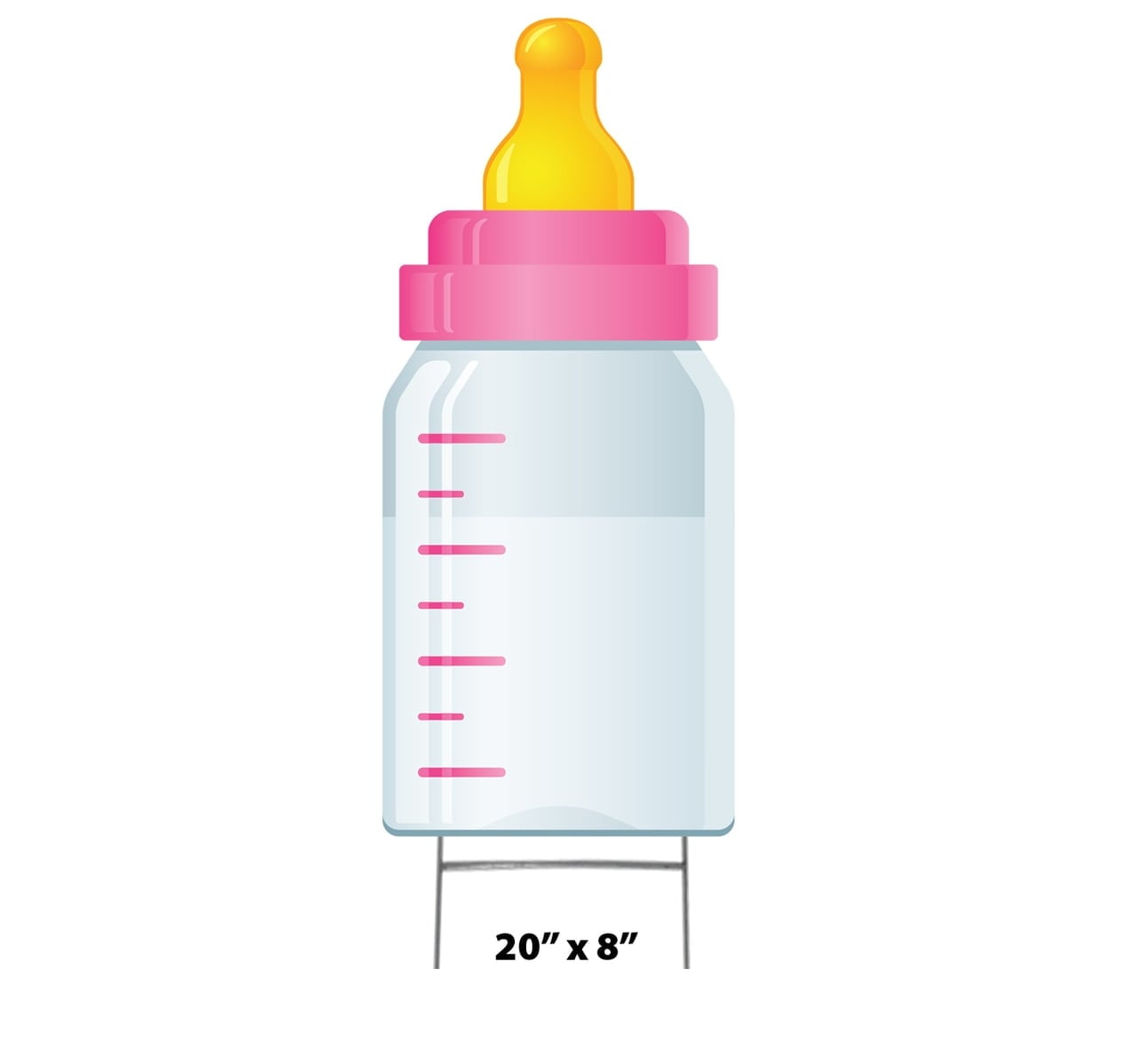 20 x 8 in. Baby Bottle Icon Yard Sign, Pink