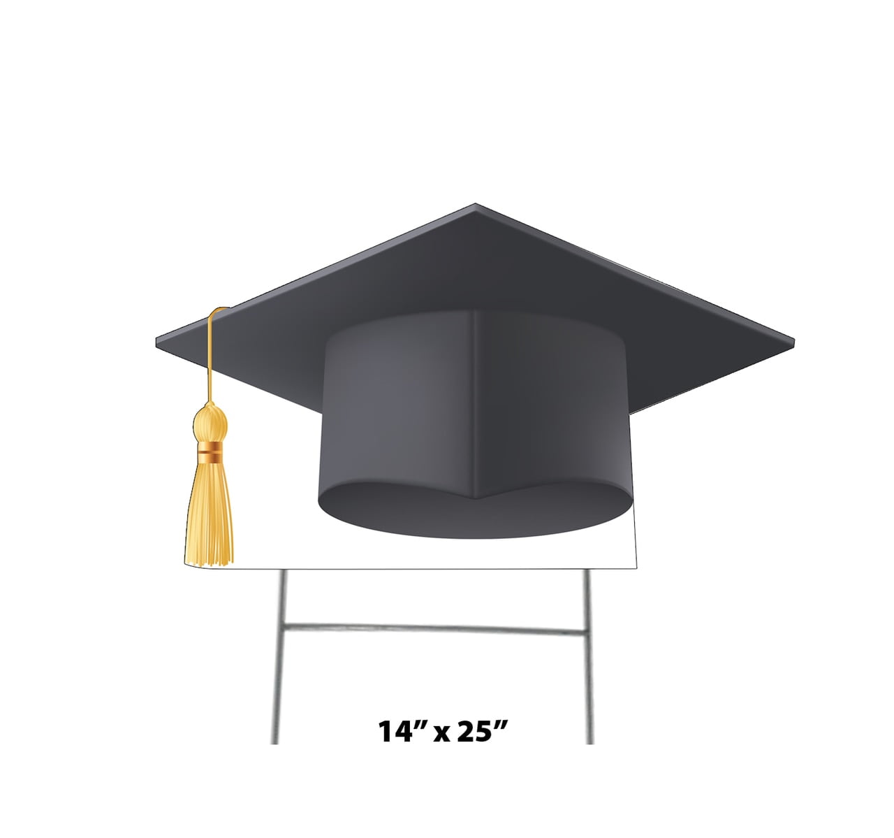 14 x 25 in. Black Grad Cap Icon Yard Sign