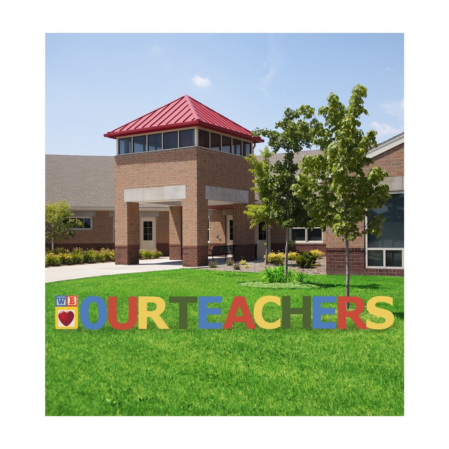 3469 20 x 16 in. We Heart our Teachers Letter Kit Yard Sign with 12 Half Stakes