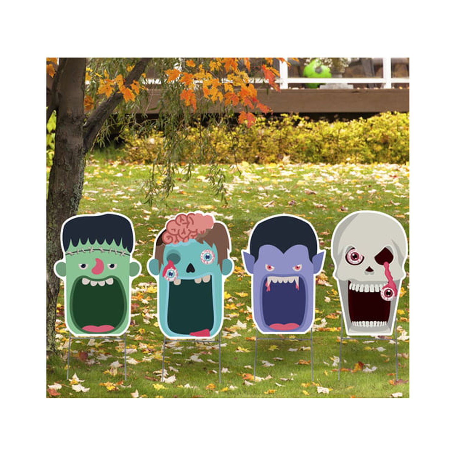 16 x 11 in. Halloween Faces Yard Signs, 4 Count