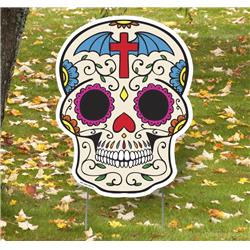 19 x 14 in. Sugar Skull 2 Batwings Yard Sign