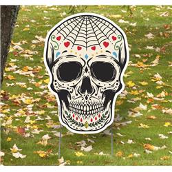 19 x 14 in. Sugar Skull 3 Spiderweb Yard Sign