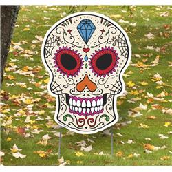19 x 14 in. Sugar Skull 5 Gem Yard Sign