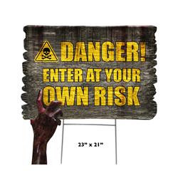 23 x 21 in. Danger Halloween Hand 5 Yard Sign