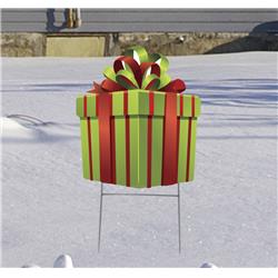20 x 17 in. Present Yard Sign Cardboard Cutout, Red & Green