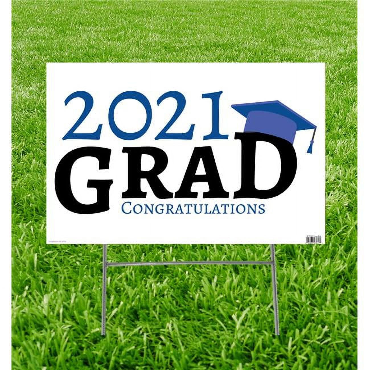 23 x 15 in. 2021 Grad Yard Sign, Blue