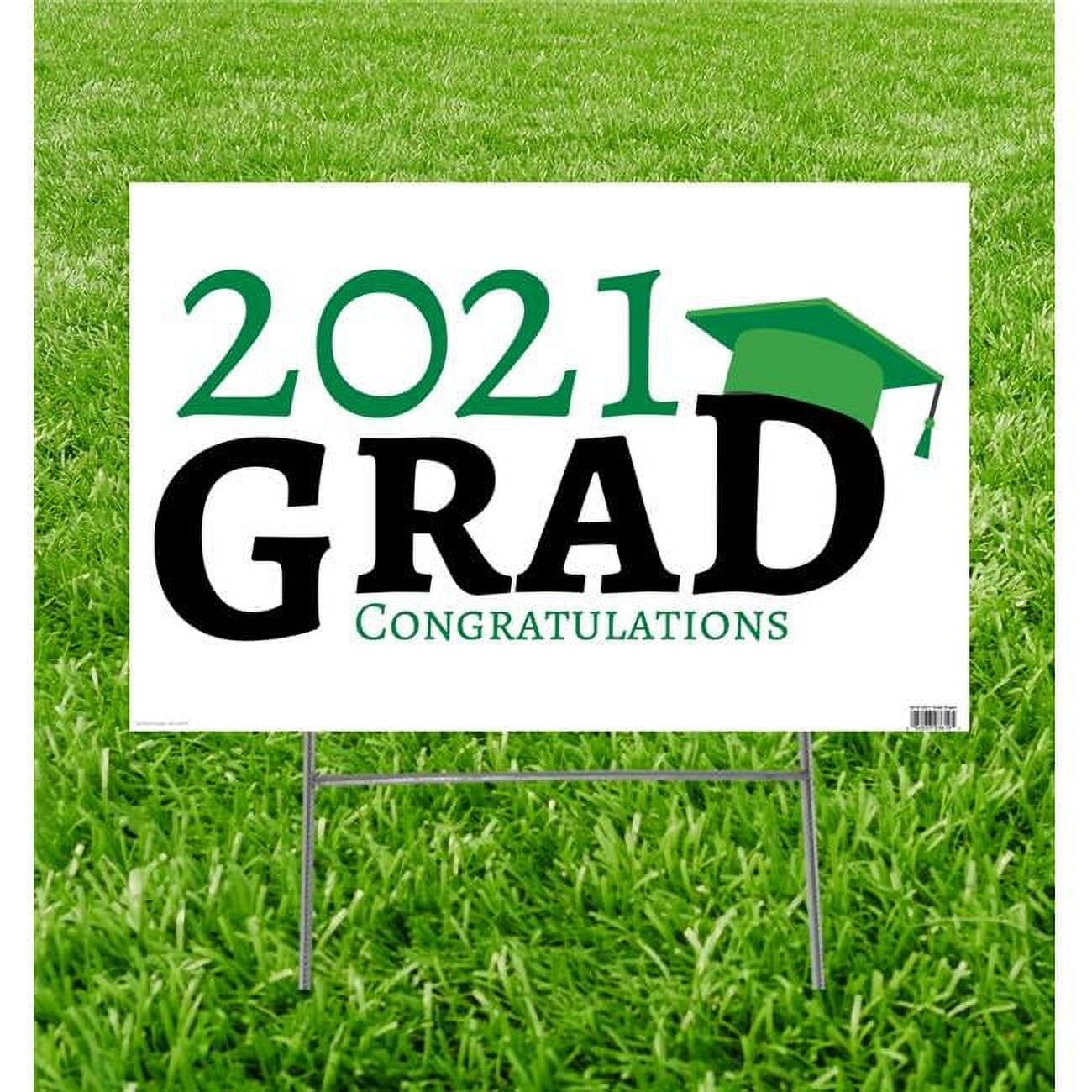 23 x 15 in. 2021 Grad Yard Sign, Green