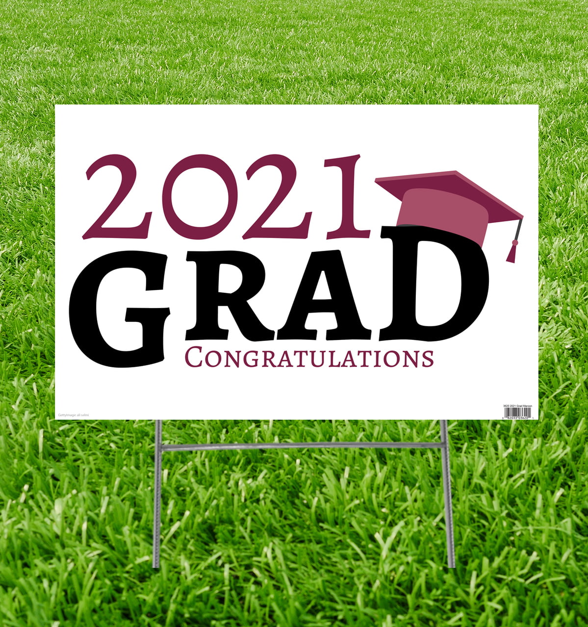 23 x 15 in. 2021 Grad Yard Sign, Maroon