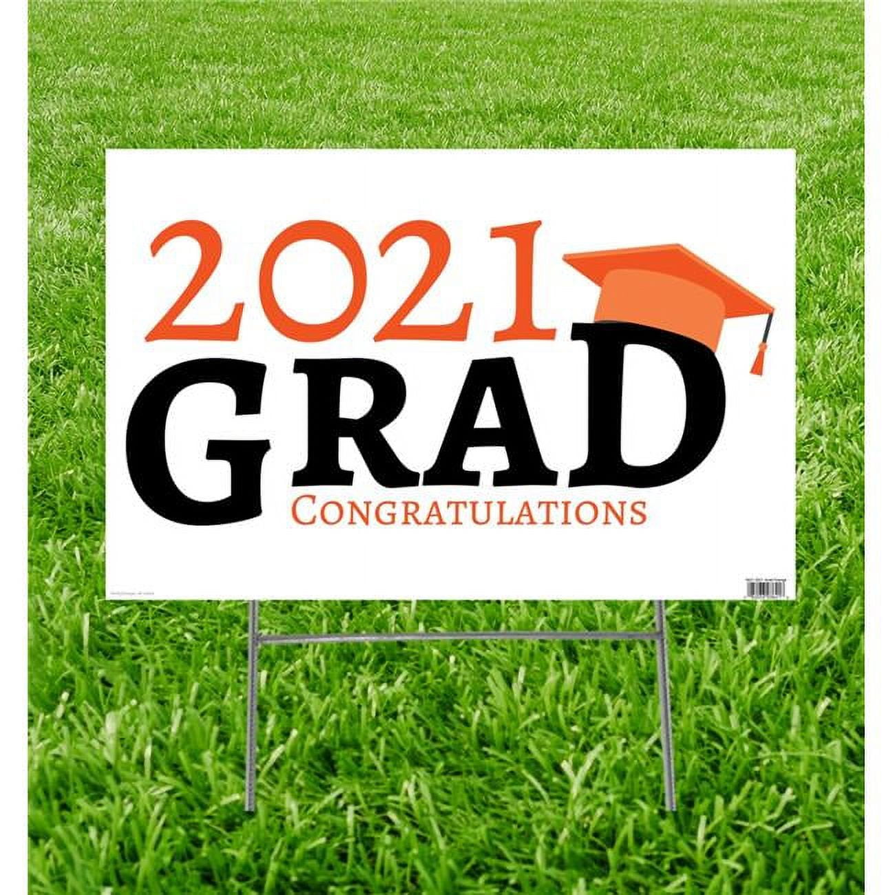 23 x 15 in. 2021 Grad Yard Sign, Orange